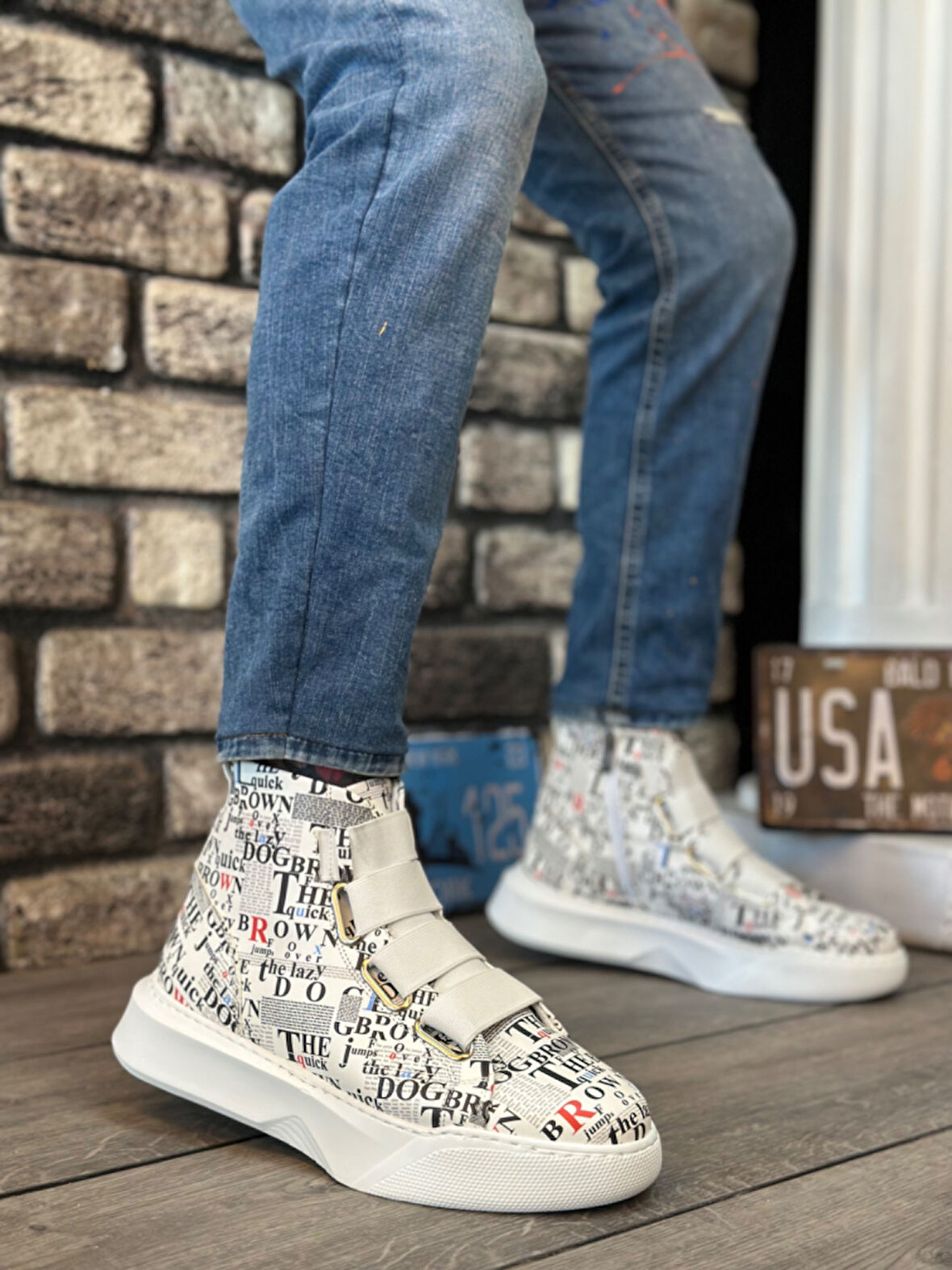 ET0142 Bantlı Erkek Yüksek Taban Rakamlı Spor Bot