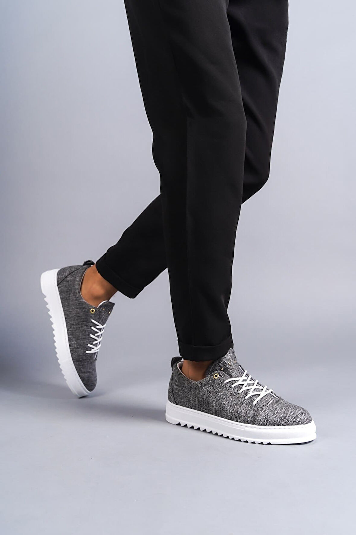 ET152 Cool Bağcıklı Keten Erkek Günlük Spor Klasik Ayakkabı BT - Gri