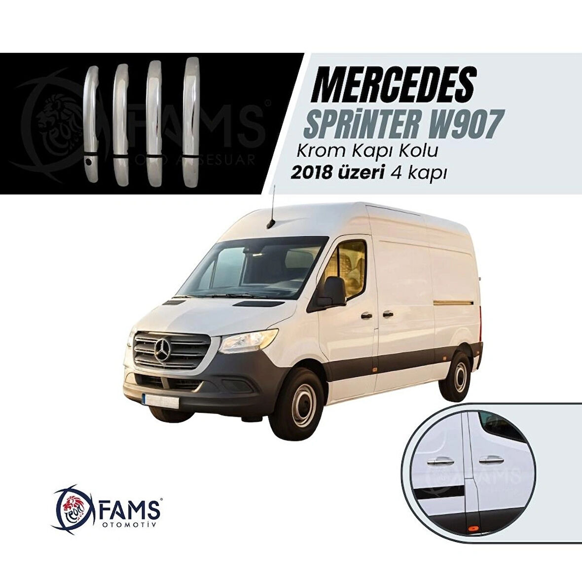 Mercedes Sprinter W907 Krom Kapı Kolu 4 Kapı 2018 Ve Üzeri Paslanmaz Çelik