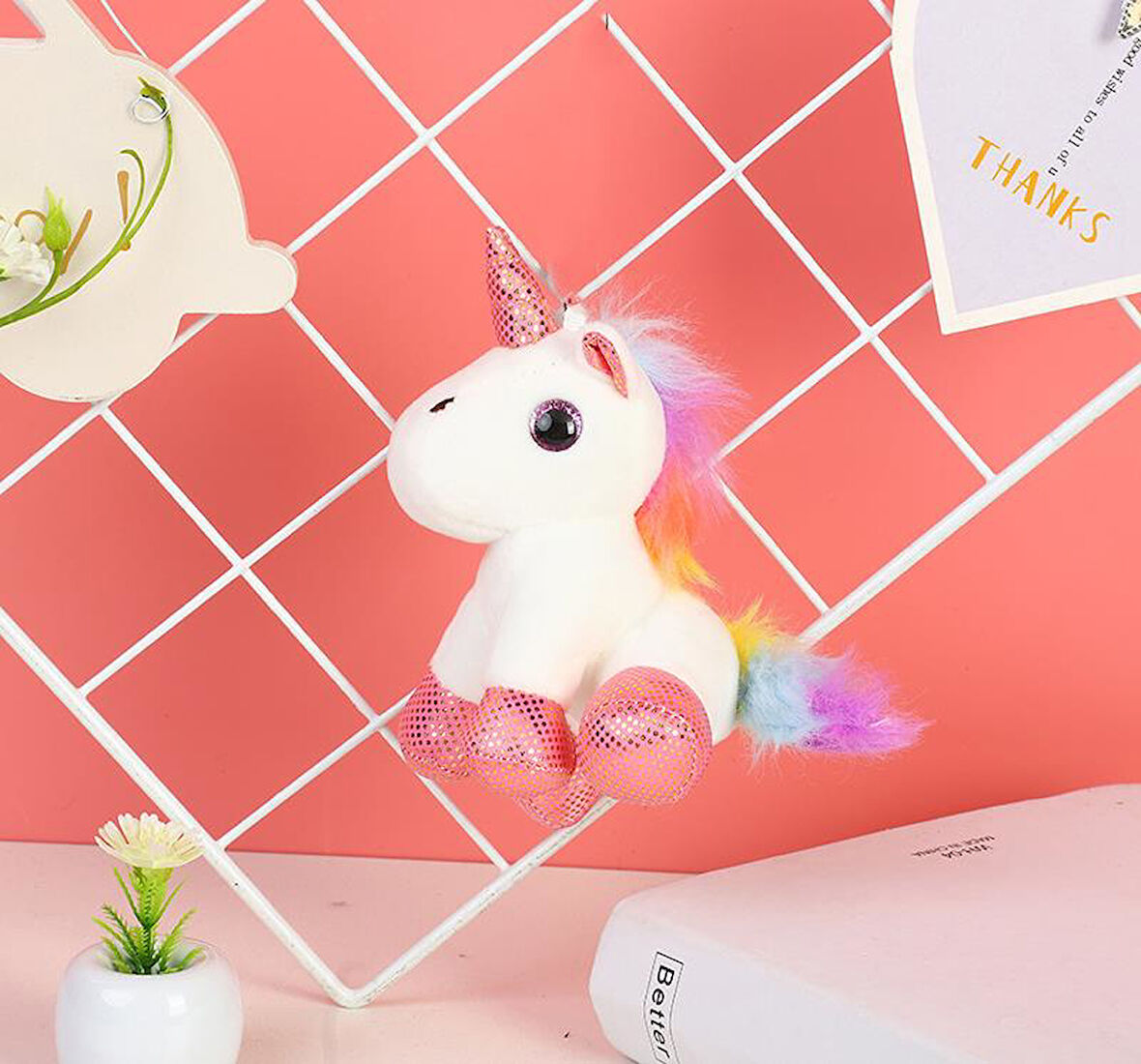İthal Kumaş Sevimli Camgöz Boynuzlu Pegasus Unicorn Figür Peluş Oyuncak Oyun & Uyku Arkadaşı 28 cm.