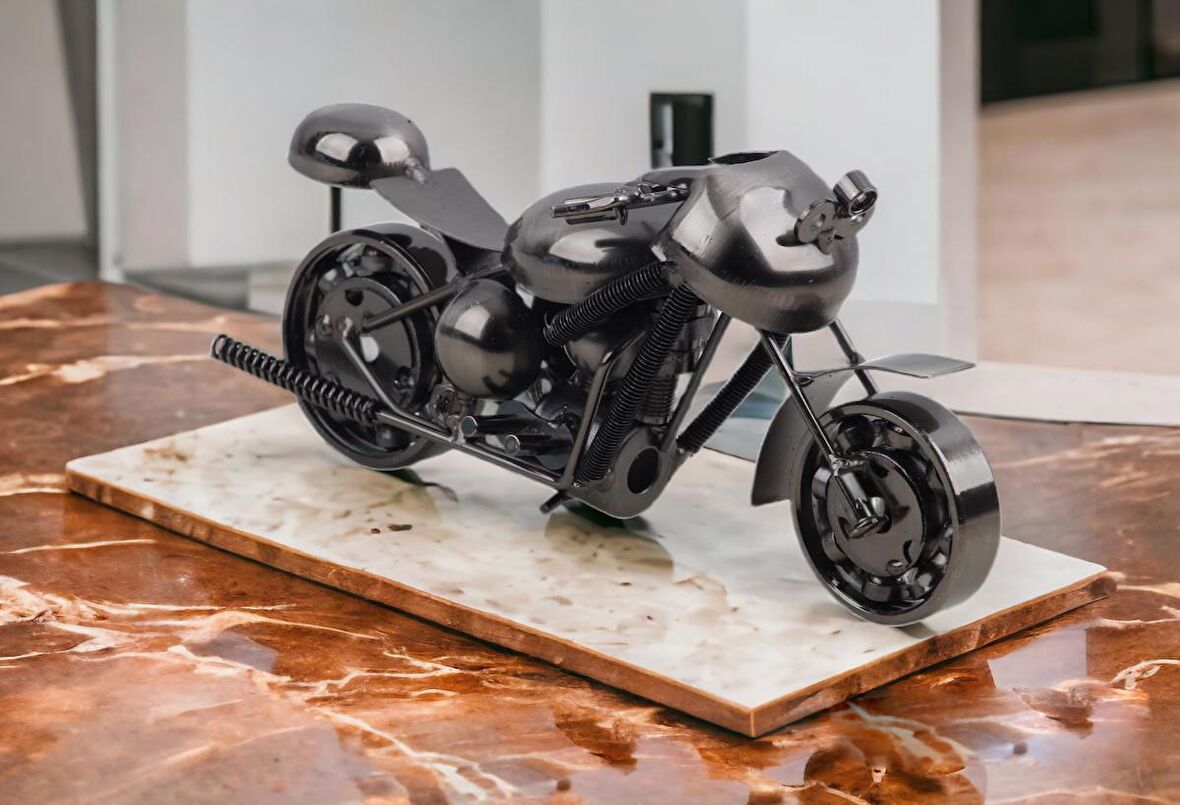 Nostaljik Retro El Yapımı Metal Motosiklet Modeli Dekoratif Biblo Vitrin Süsü Ev Yeni Yıl Hediyesi 2