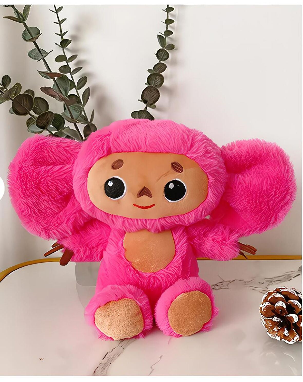 İthal Kumaş Sesli Müzikli Sevimli Maymun Cheburashka Figür Peluş Oyuncak Uyku & Oyun Arkadaşı 23 cm.