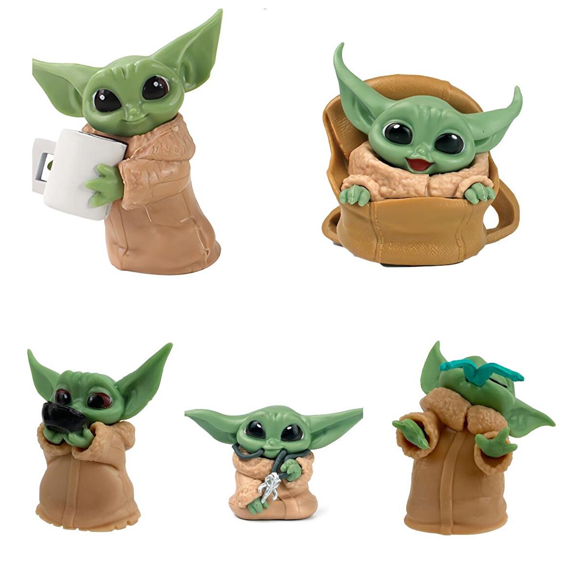 The Mandalorian Baby Yoda Grogu Bebek Yoda Aksiyon Figür Oyuncak Seti 5 Yoda Figürü Bir Arada Set C