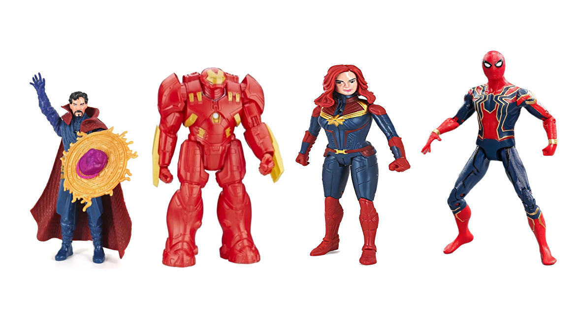Avengers Yenilmezler Eklemli Dr. Strange Hulkbuster C. Marvel & Spiderman 4lü Karakter Oyuncak Seti