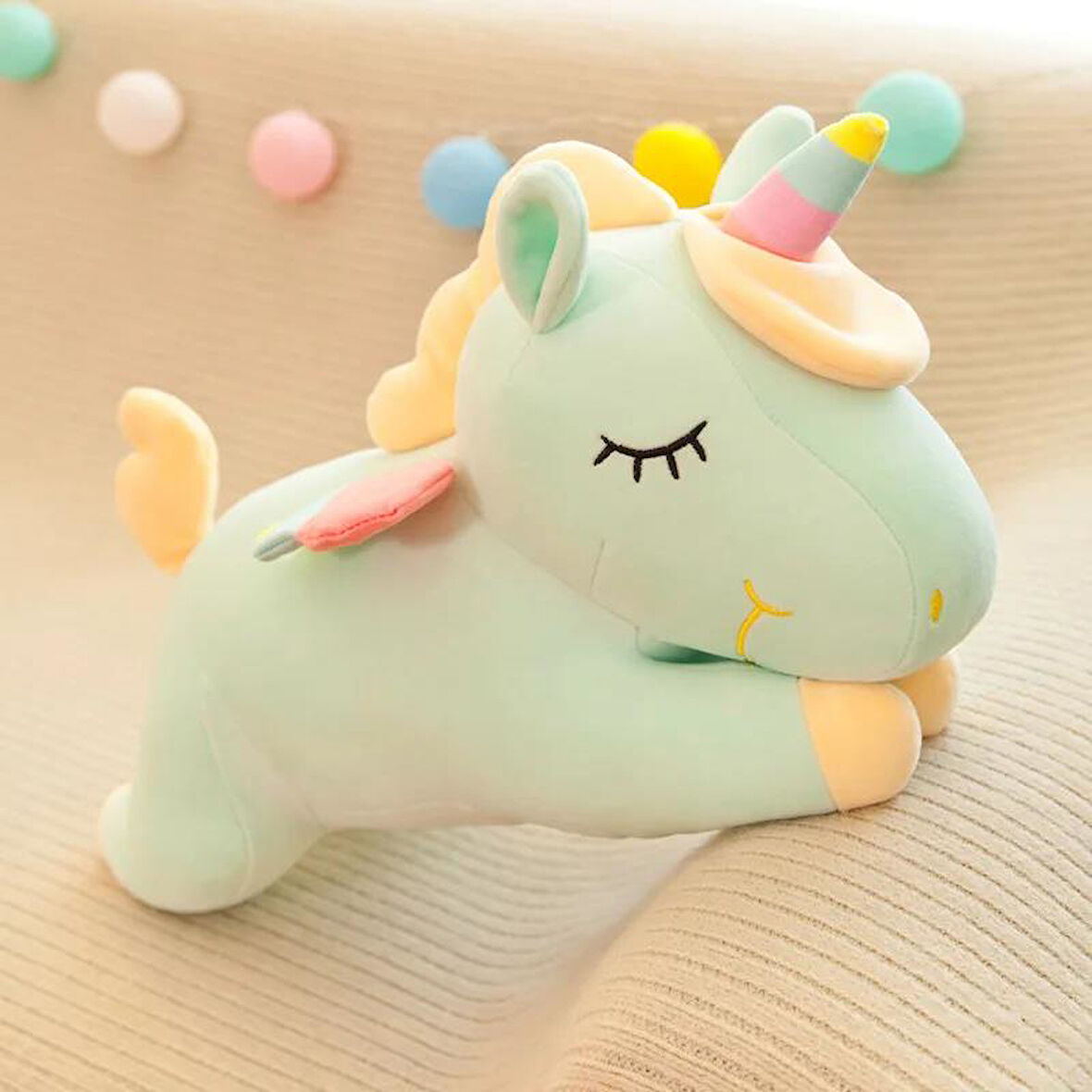 İthal Kumaş Gökkuşağı Kanatlı Unicorn Peluş Oyuncak 27 cm Yumuşak Oyun ve Uyku Arkadaşı Çeşitleri