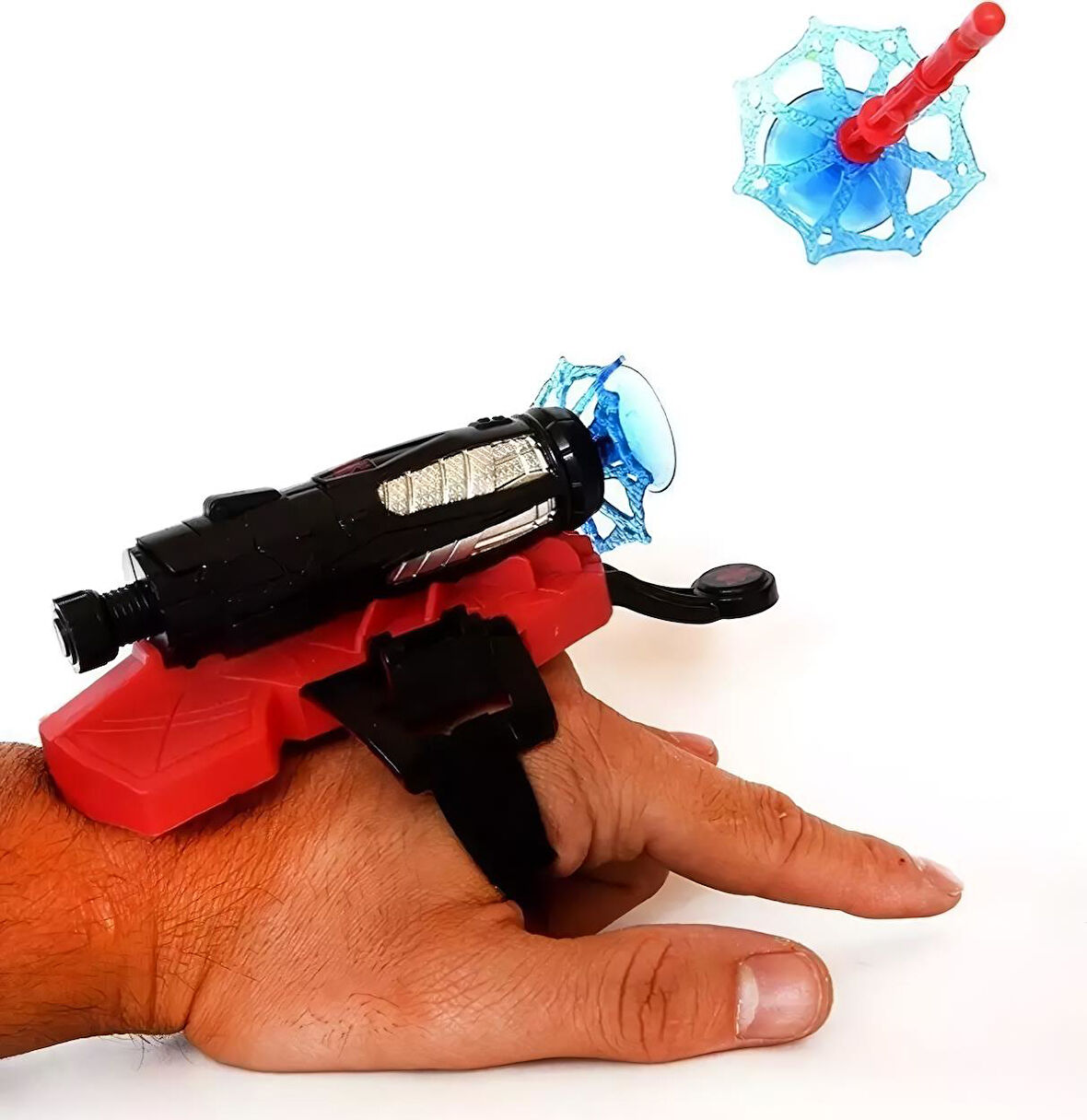 Spiderman Örümcek Adam Ağ Tasarımlı Vantuz Fırlatan Bileklik Oyuncak Seti 1 Fırlatıcı 3 Vantuz