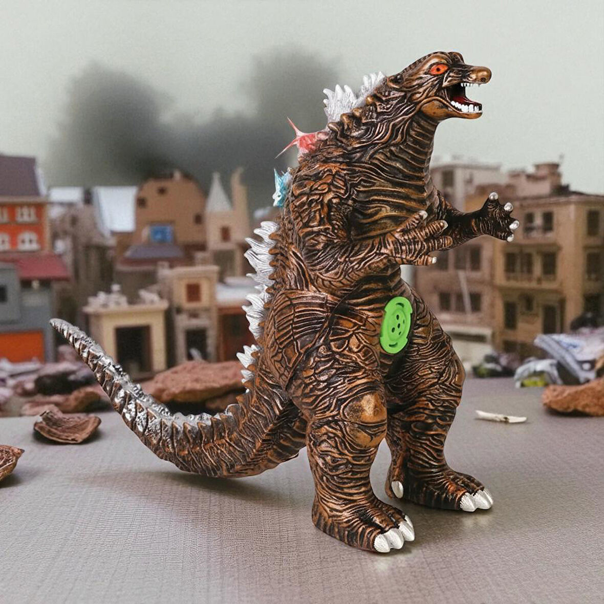 Gerçek Görünümlü Özel Dokulu Kükreyen Işıklı Godzilla & Kong Giant Godzilla Ejderha Figür Oyuncak R 