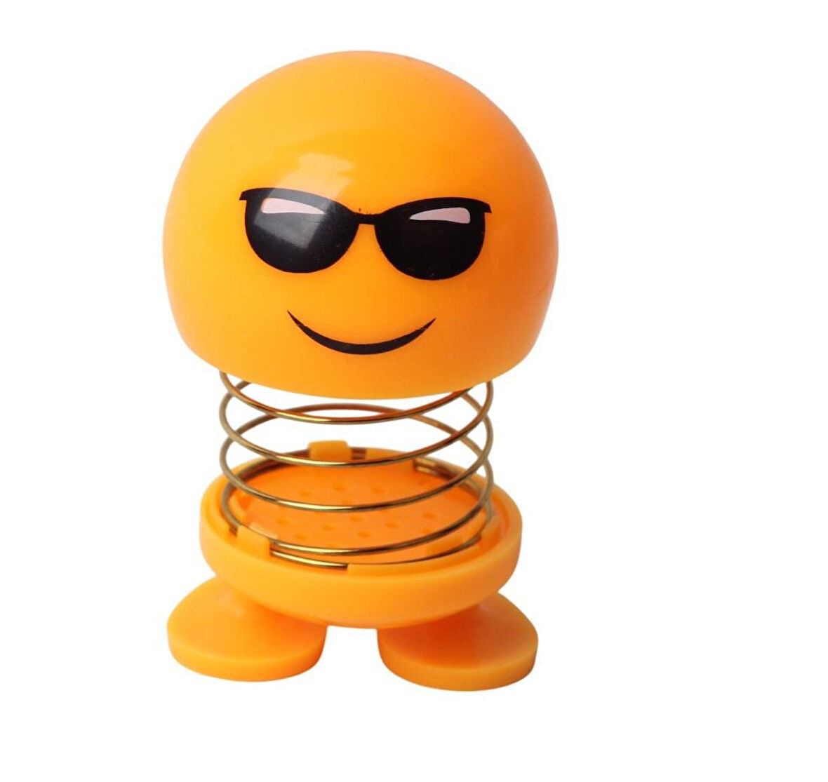 Güneş Gözlüklü Emoji Smile Zıp Zıp Kafa 8 cm Araba Torpido Süsü Masaüstü Dekoratif Figür Pasta Süsü