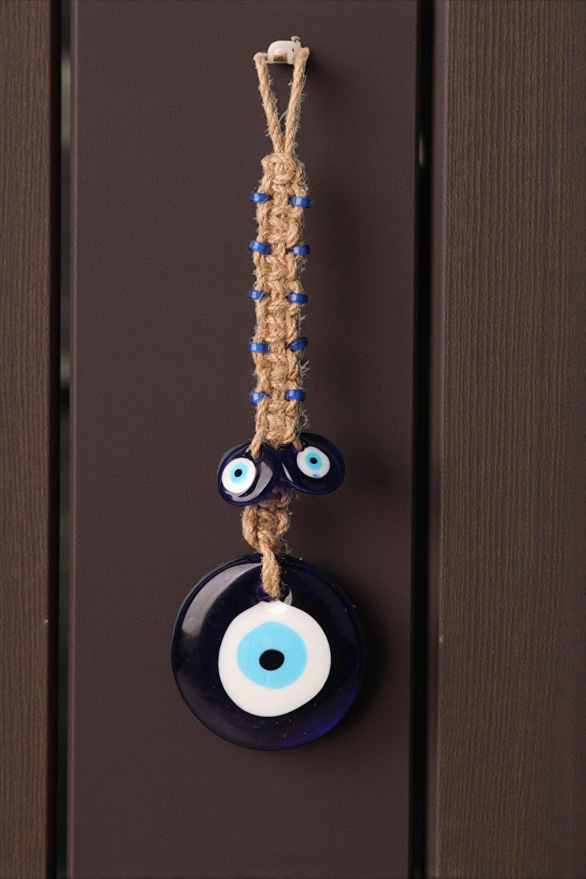 Lüks Makrome Hasır İşlemeli Büyük Nazar Boncuğu Duvar ve Kapı Süsü Dekoratif Ev Ofis Hediyesi Mdl: 3