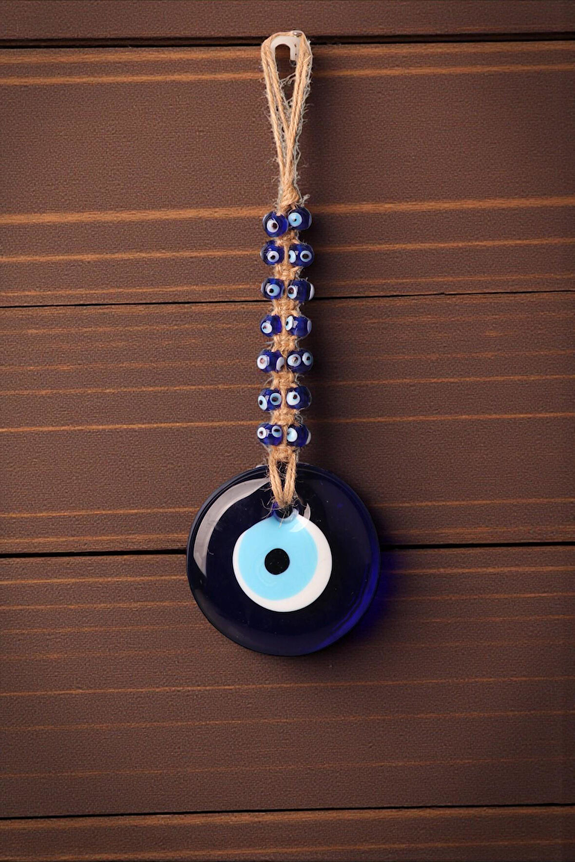 Lüks Makrome Hasır İşlemeli Büyük Nazar Boncuğu Duvar ve Kapı Süsü Dekoratif Ev Ofis Hediyesi Mdl: 3