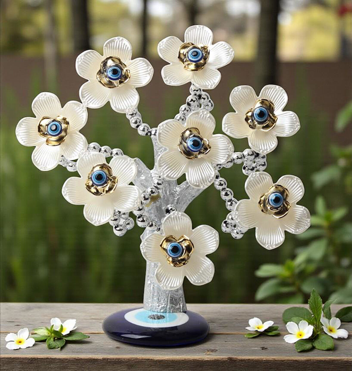 Feng Shui Nazar Boncuğu Ağacı Servet Çakra Şans Ağacı Biblo 20 cm. Ev Ofis Yeni Yıl Hediyesi Model 2