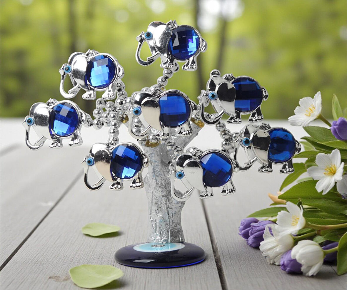 Feng Shui Nazar Boncuğu Ağacı Servet Çakra Şans Ağacı Biblo 20cm Ev Ofis Yeni Yıl Hediyesi Fil Model