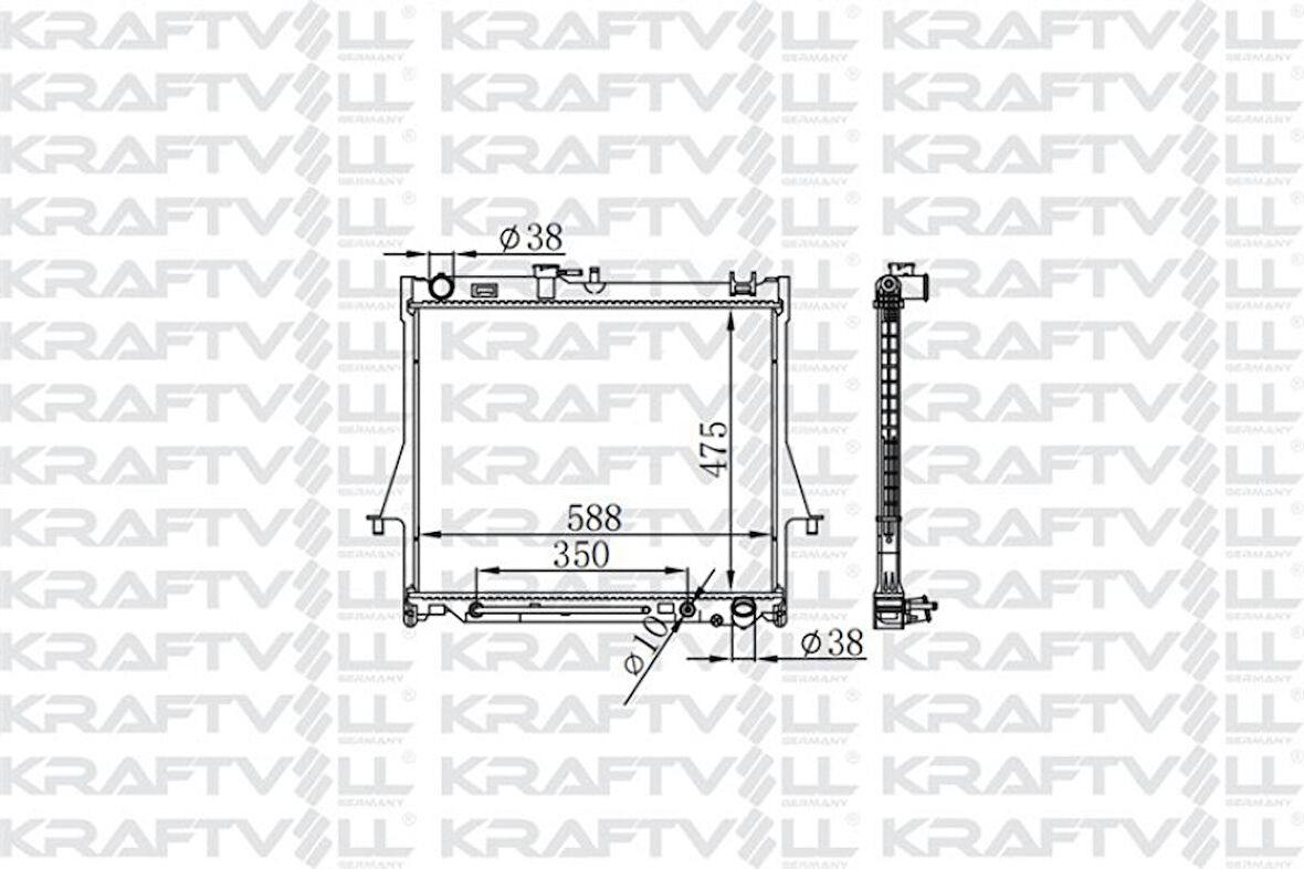 İsuzu Ticarı Motor Su Radyatoru Brazıng İsuzu D-Max 4x4 3,0 07>12 Otomatık Vites (475x588x16) - Kraftvoll 08040057