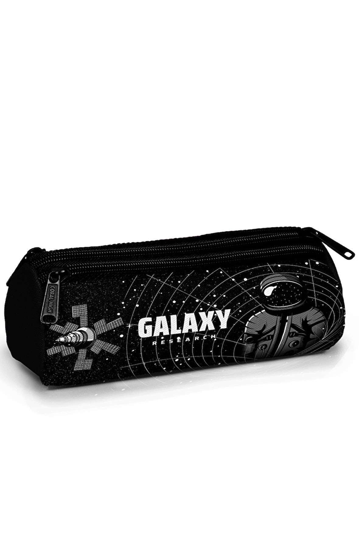 Coral High Kids Siyah Galaxy Desenli Üç Bölmeli Kalem Çantası 11171