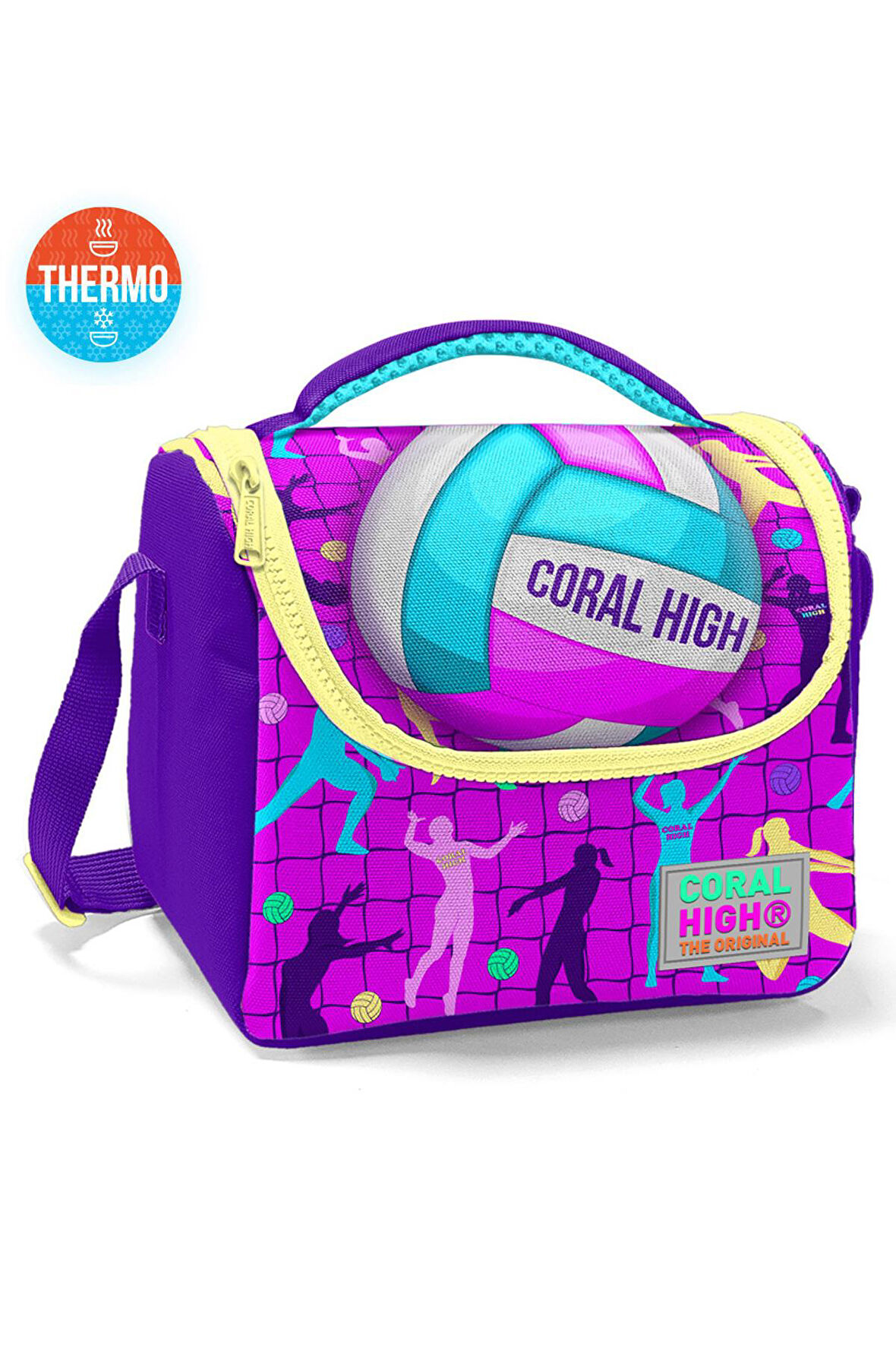 Coral High Kids  Pembe Mor Voleybol Desenli Thermo Beslenme Çantası 11761