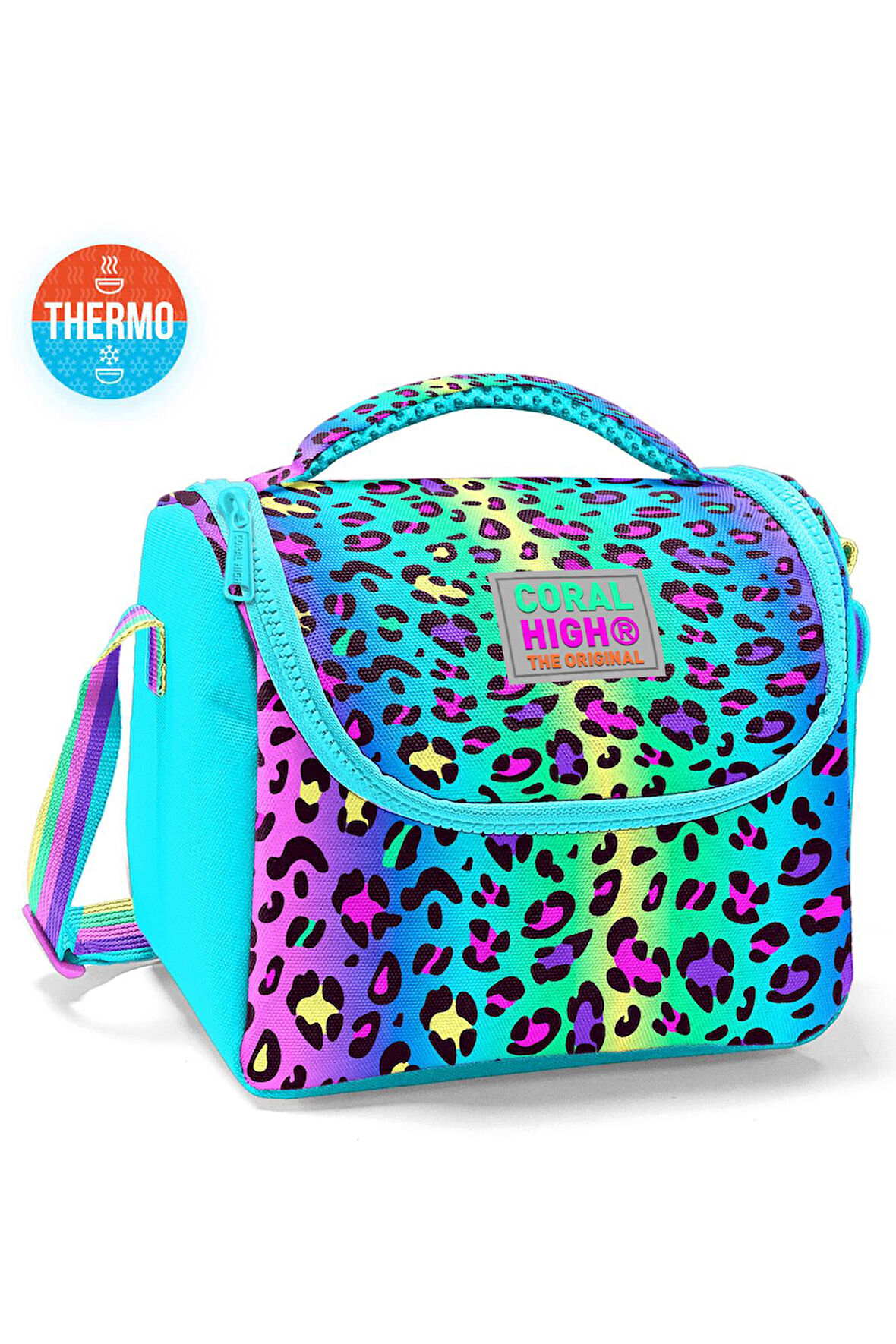 Coral High Kids Renkli Leopar Desenli Thermo Beslenme Çantası 11785
