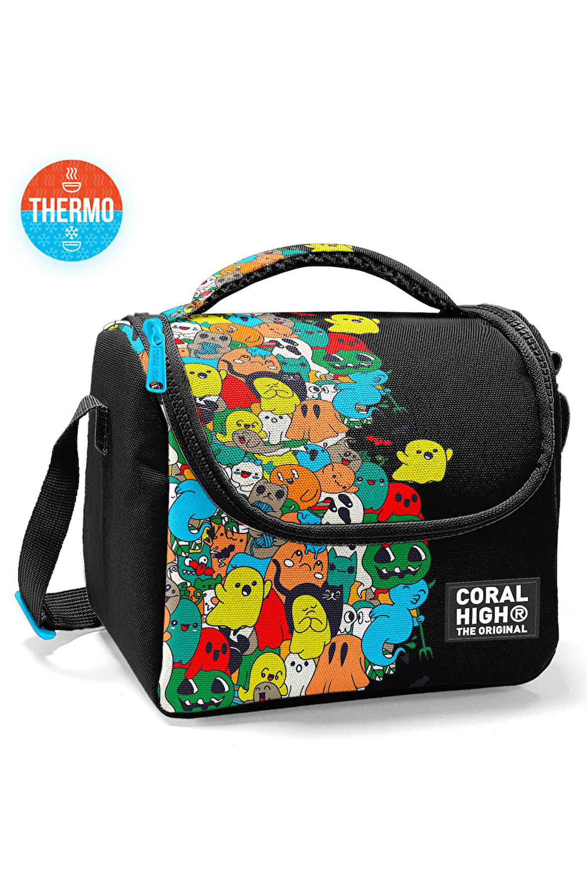 Coral High Kids Siyah Karikatür Desenli Thermo Beslenme Çantası 11790