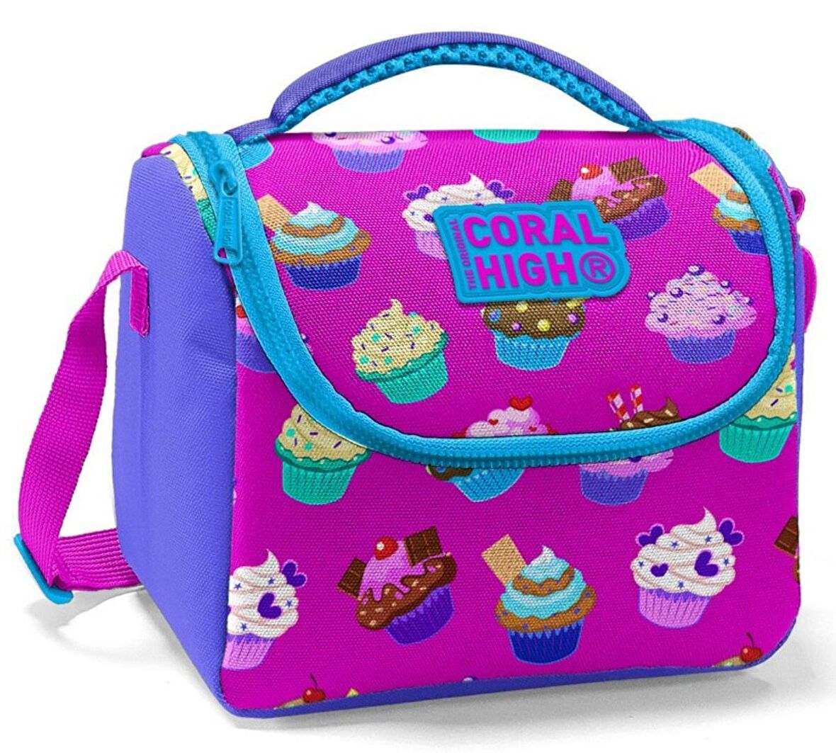Coral High Kız Çocuk Lavanta Mor Cupcake Okul Beslenme Çantası - Isı Yalıtımlı