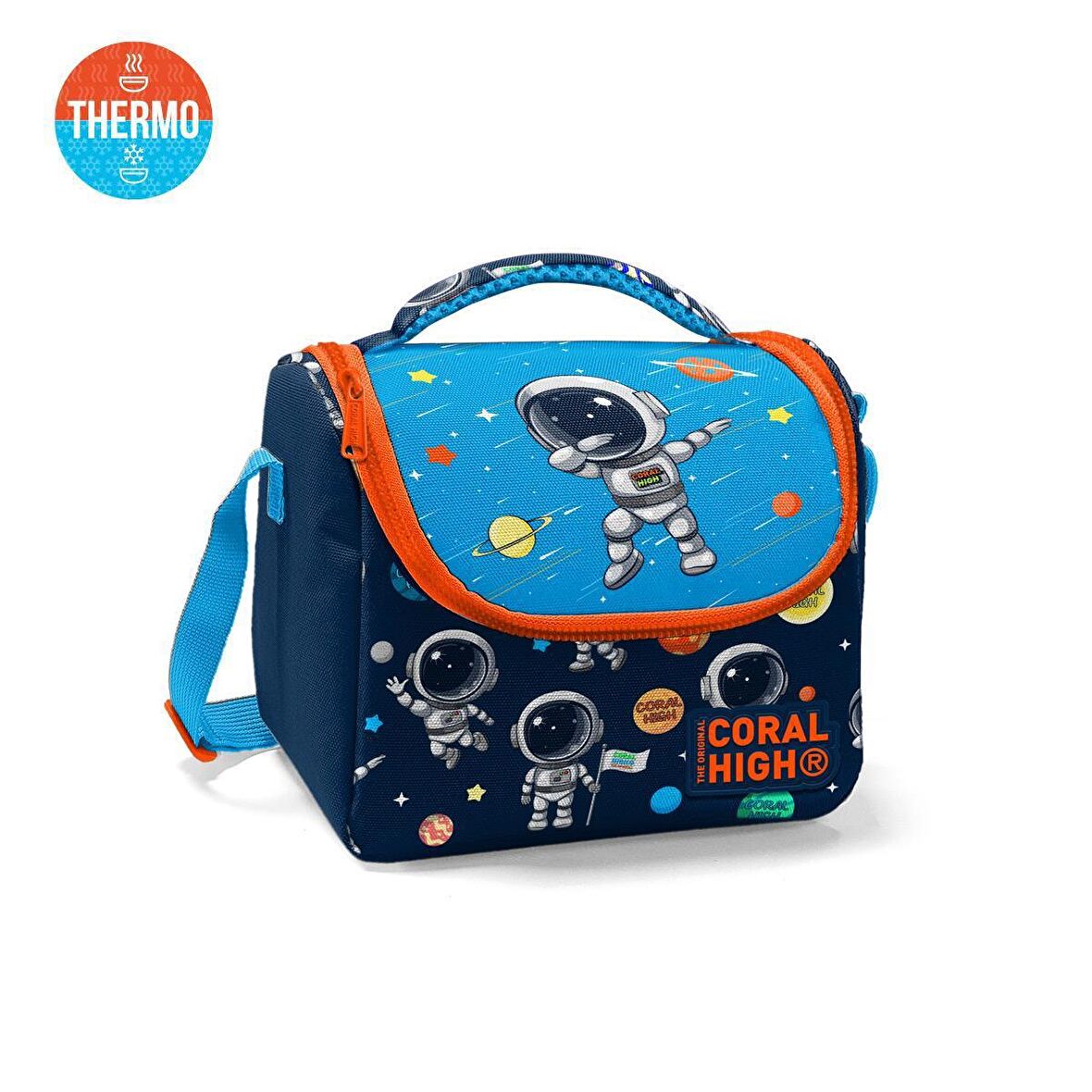 Coral High Kids Lacivert Mavi Astronot Desenli Thermo Beslenme Çantası 11867