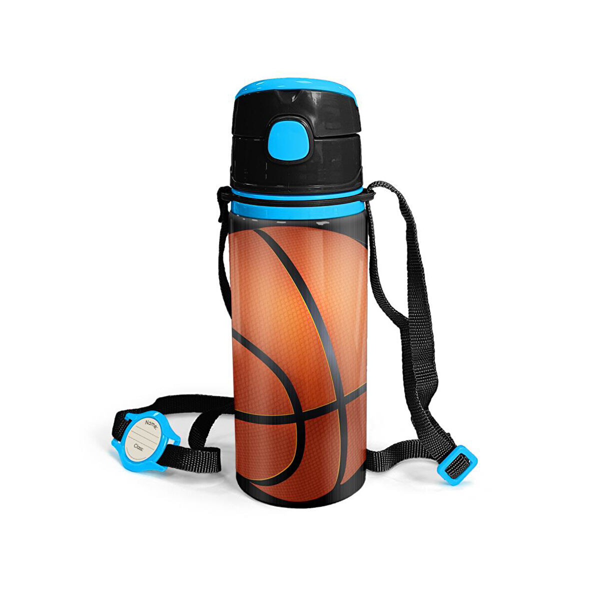 Coral High Kids Siyah Basketbol Desenli Pipetli Alüminyum Matara 600 ml 11940