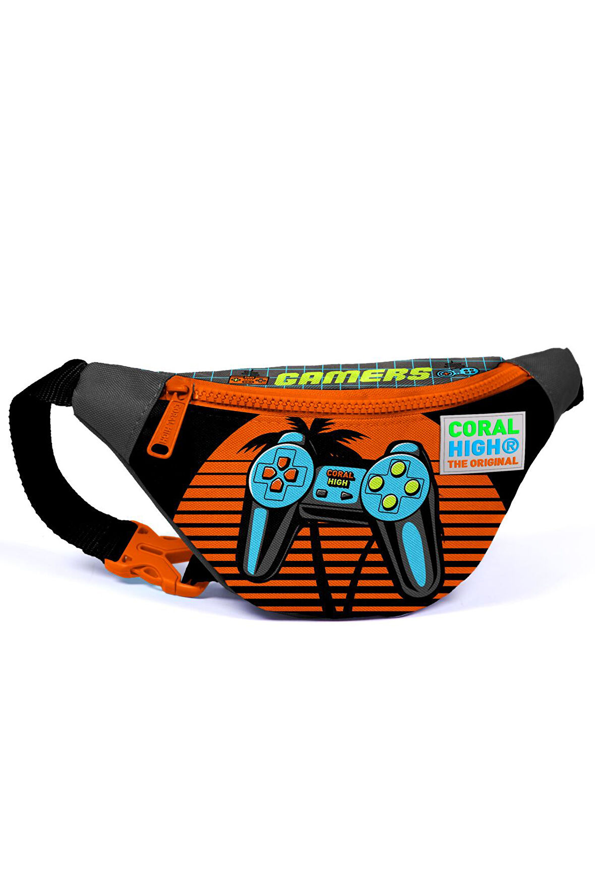 Coral High Kids Gri Turuncu Gamer Desenli Bel Çantası 12618