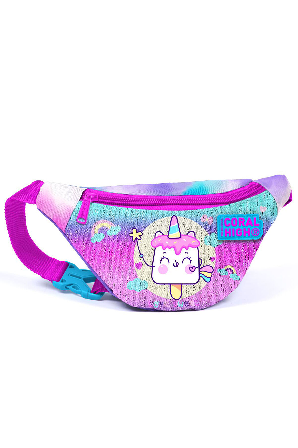Coral High Kids Renkli Batik Unicorn Dondurma Desenli Bel Çantası 12635