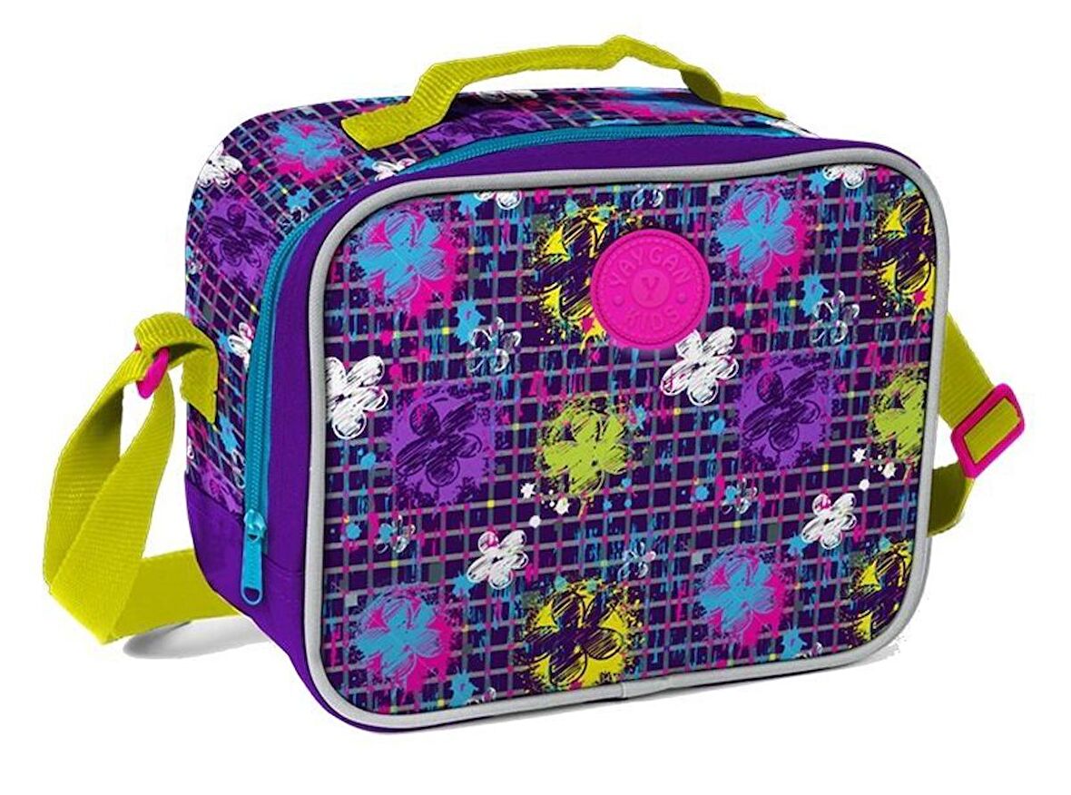 Yaygan Kids Çiçek Desenli Mor Beslenme Çantası 12887