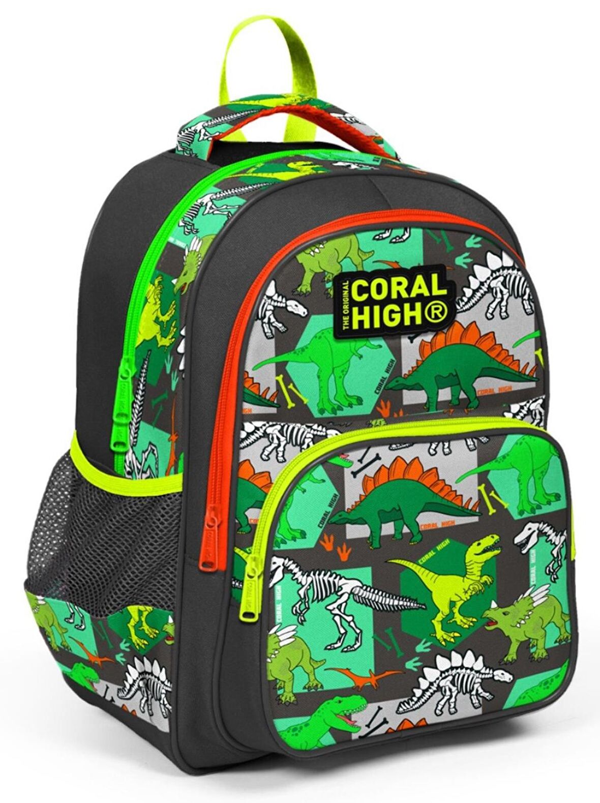 Coral High Siyah Yeşil Dinazor İlkokul Okul Sırt Çantası - Erkek Çocuk