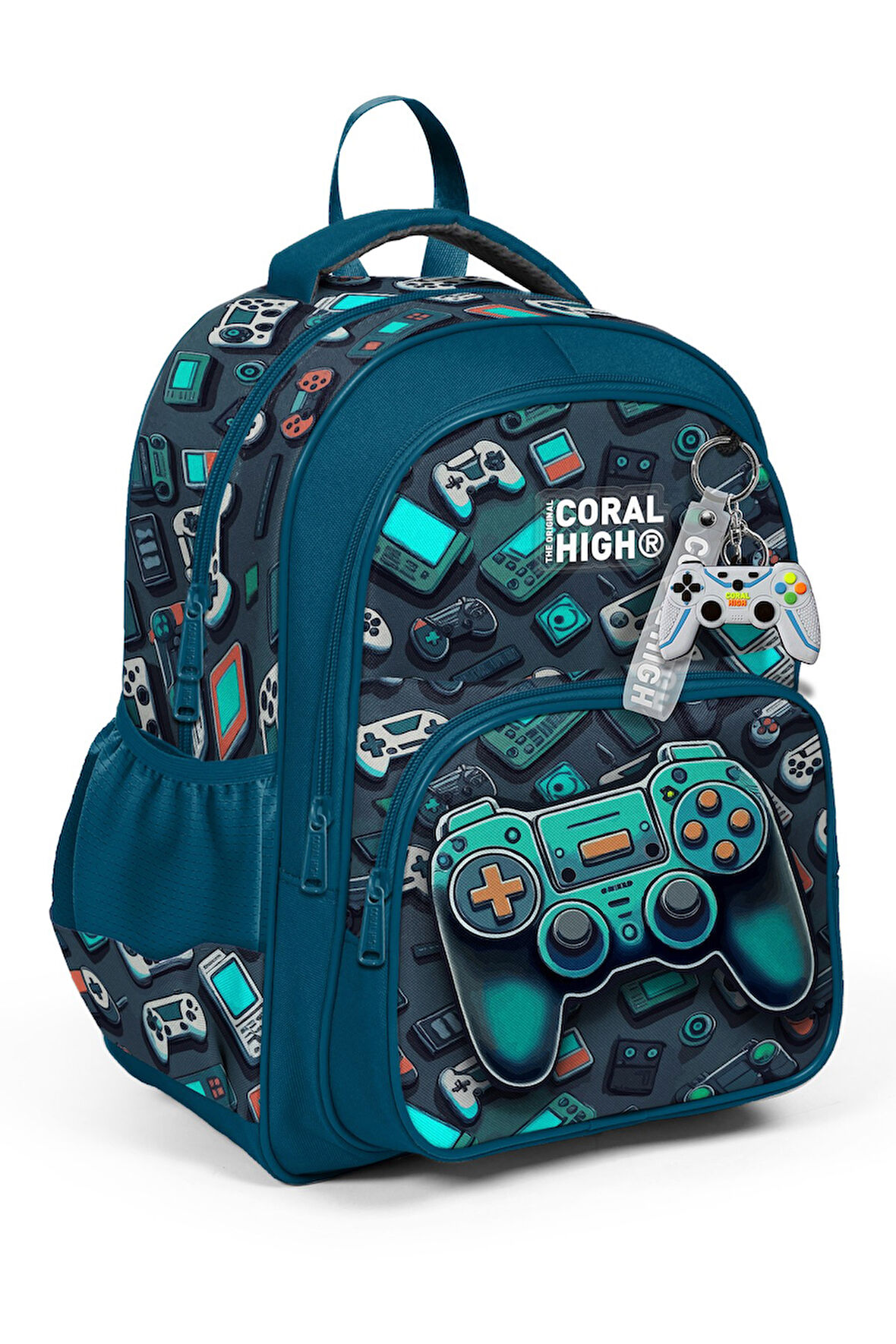 Coral High Kids Nefti Gamer Desenli Üç Bölmeli Okul Sırt Çantası 14423