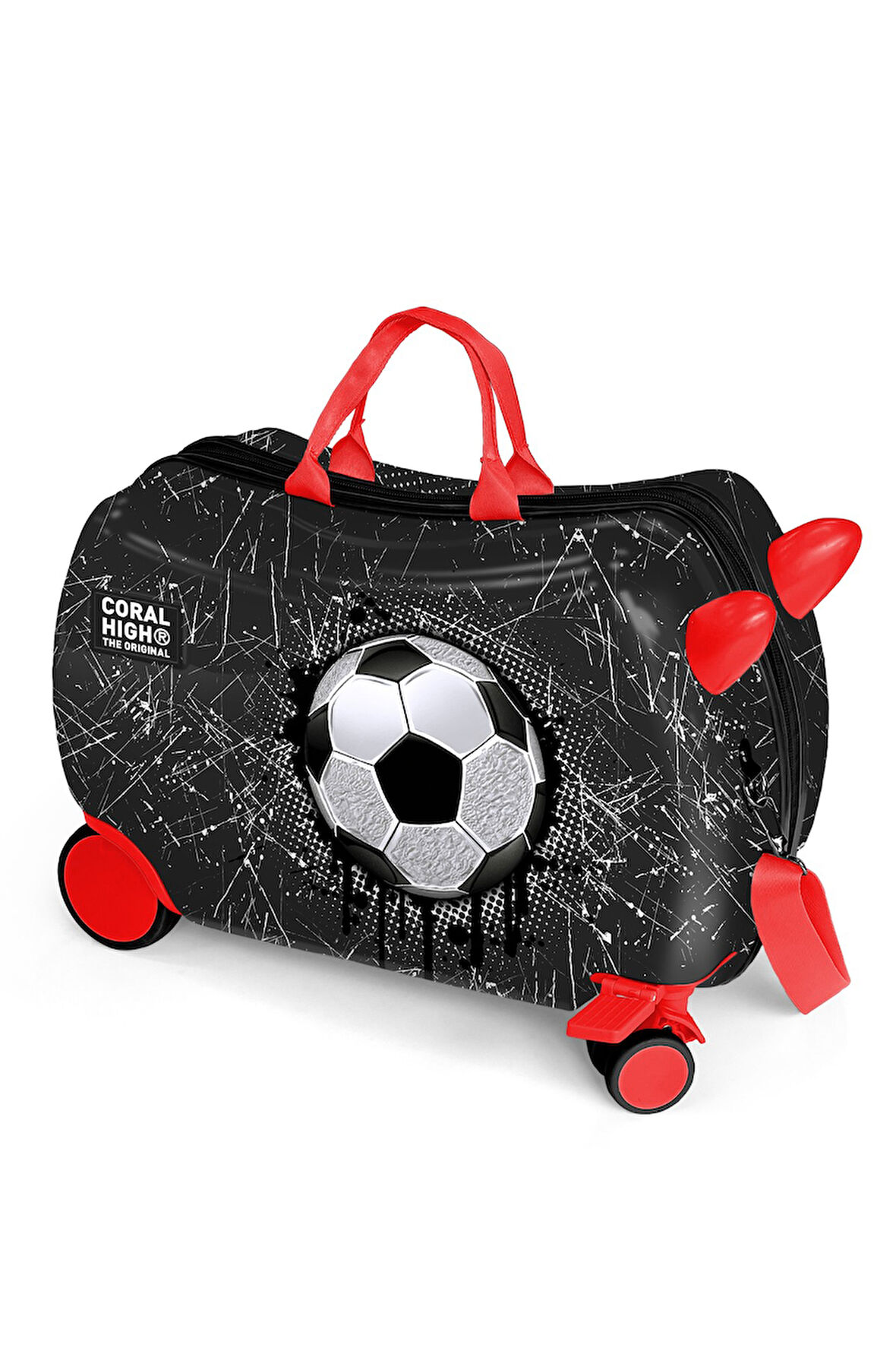 Coral High Siyah Kids Futbol Desenli Otur-Çek Çocuk Valizi 16369