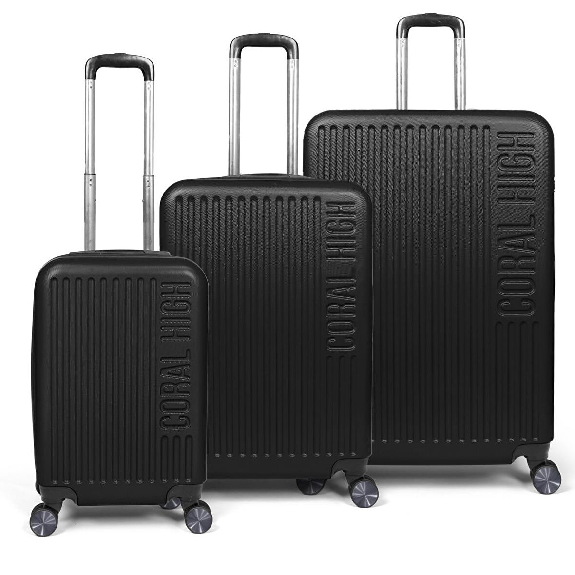 Coral High ABS Siyah 3'lü Valiz Seti 16400