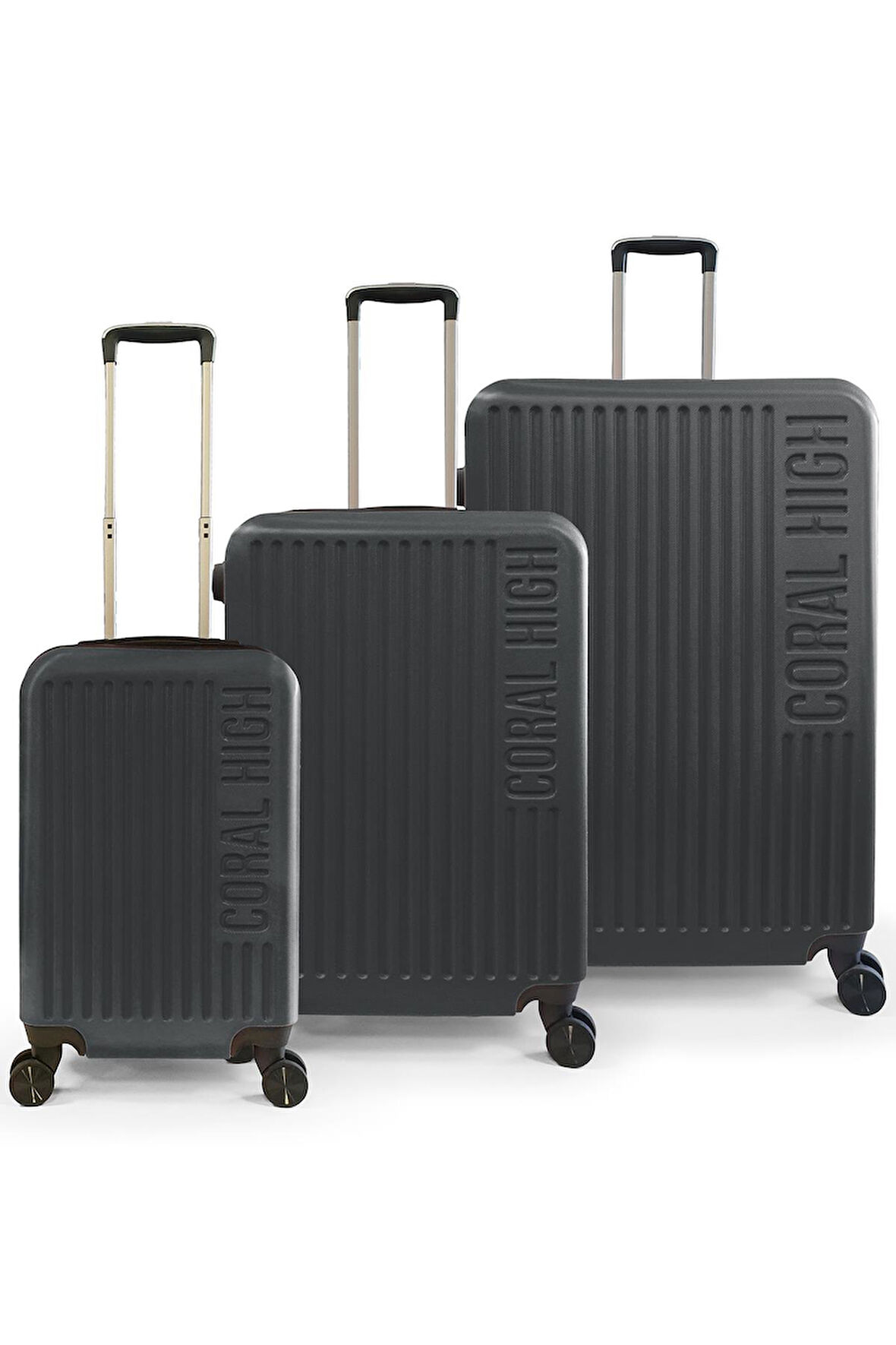 Coral High ABS Koyu Gri 3'lü Valiz Seti 16440