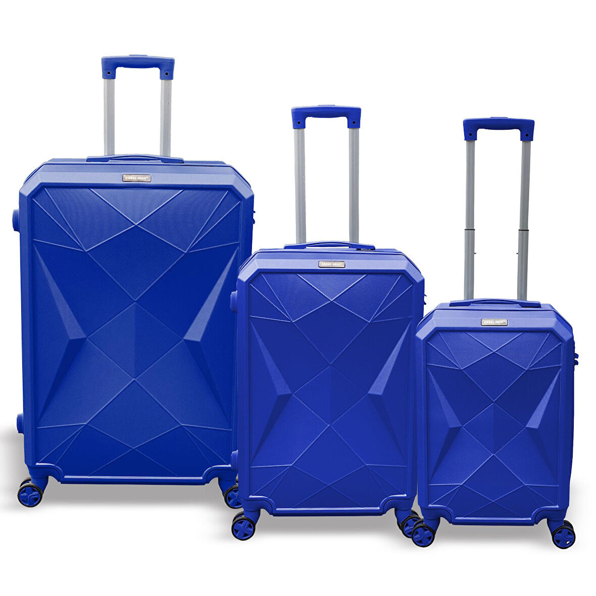 Coral High Diamond ABS Lacivert 3'lü Valiz Seti 16605