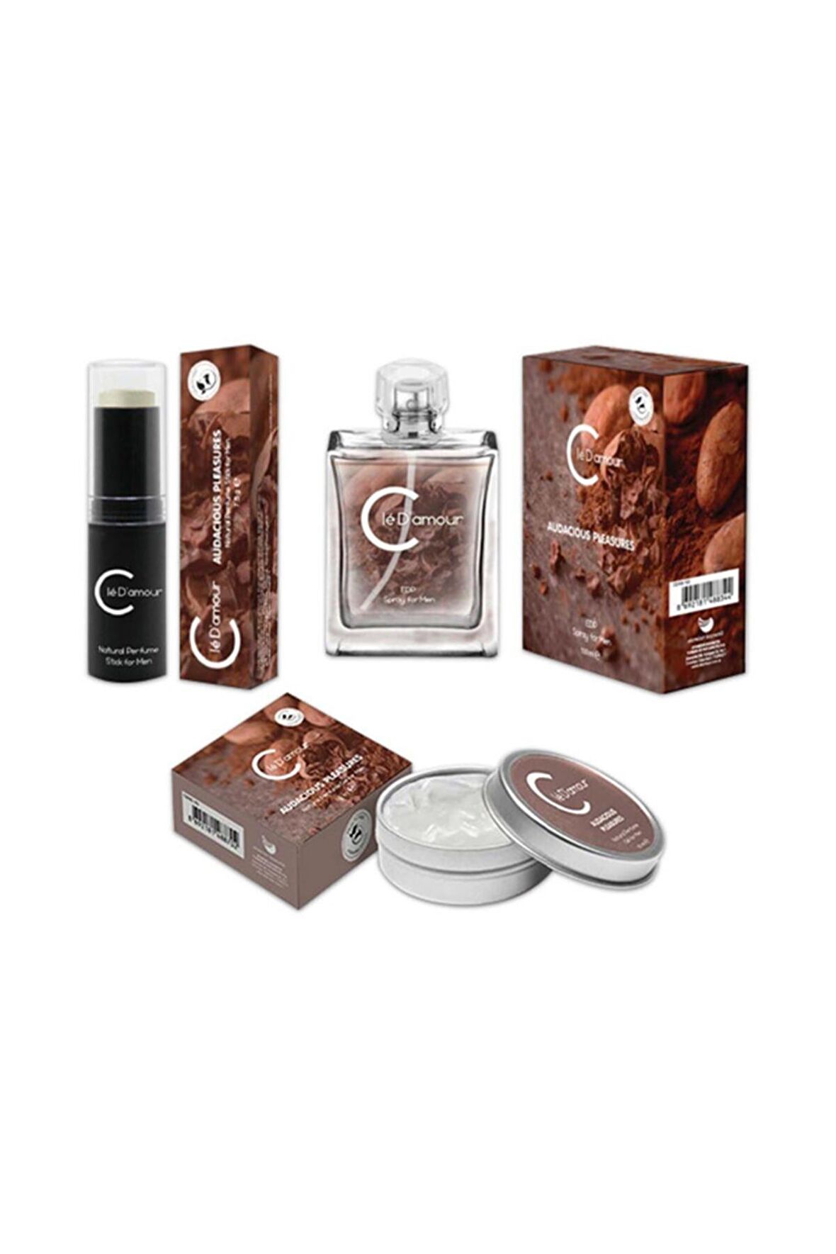 Cle D'Amour 3 lü Erkek Parfüm Seti 50 ml -Audacious Pleasures (Fougère/Aromatik) Men - Vegan