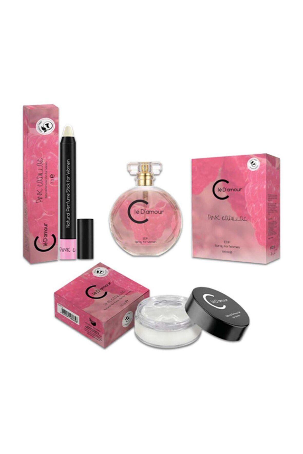 Cle D'Amour 3 lü Kadın Parfüm Seti 50 ml - Pink Cadillac (Meyveli/Çiçeksi) Women - Vegan