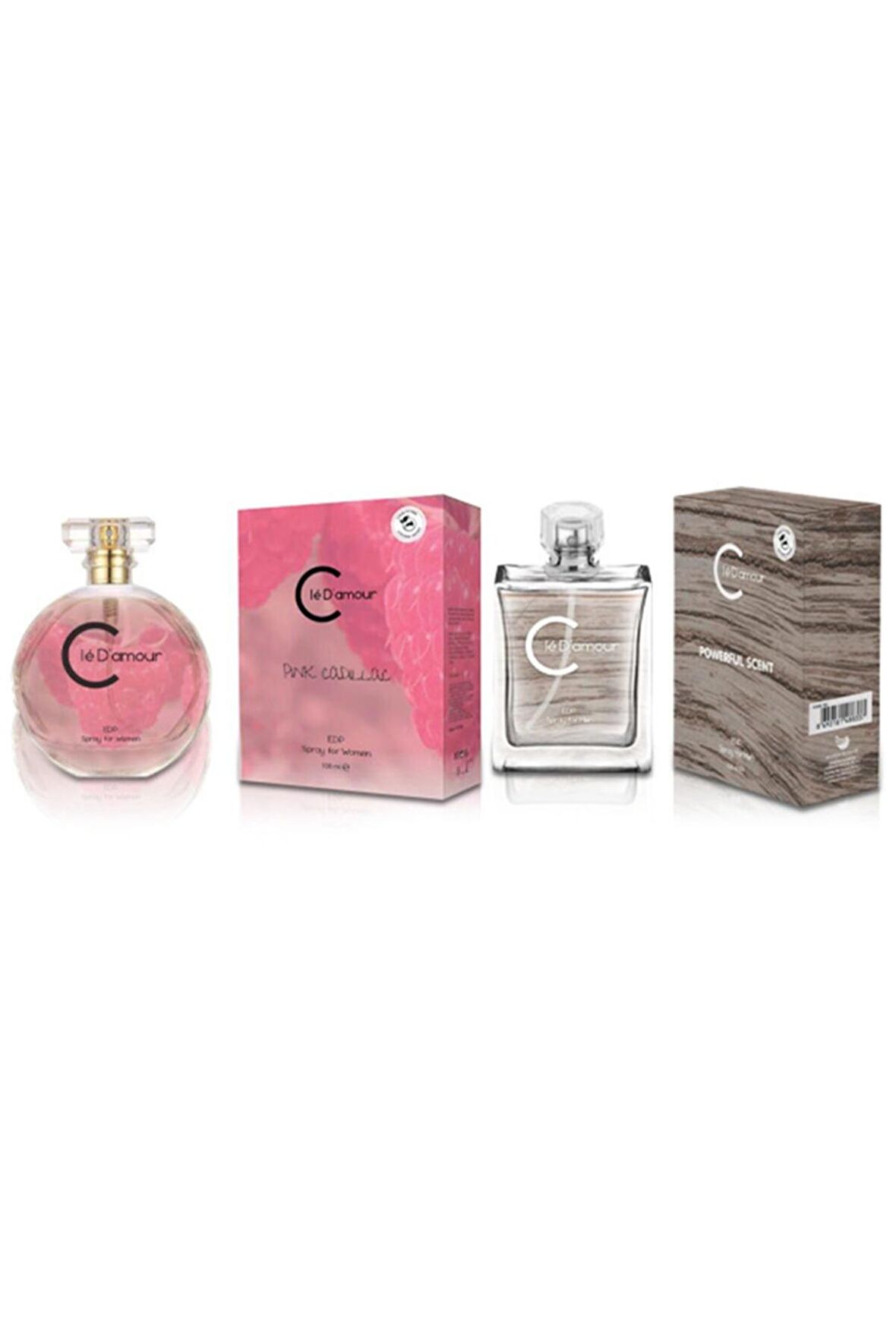 Cle D'Amour 2 li Kadın Erkek Parfüm Seti 50 ml - Pink Cadillac + Powerful Scent - Vegan