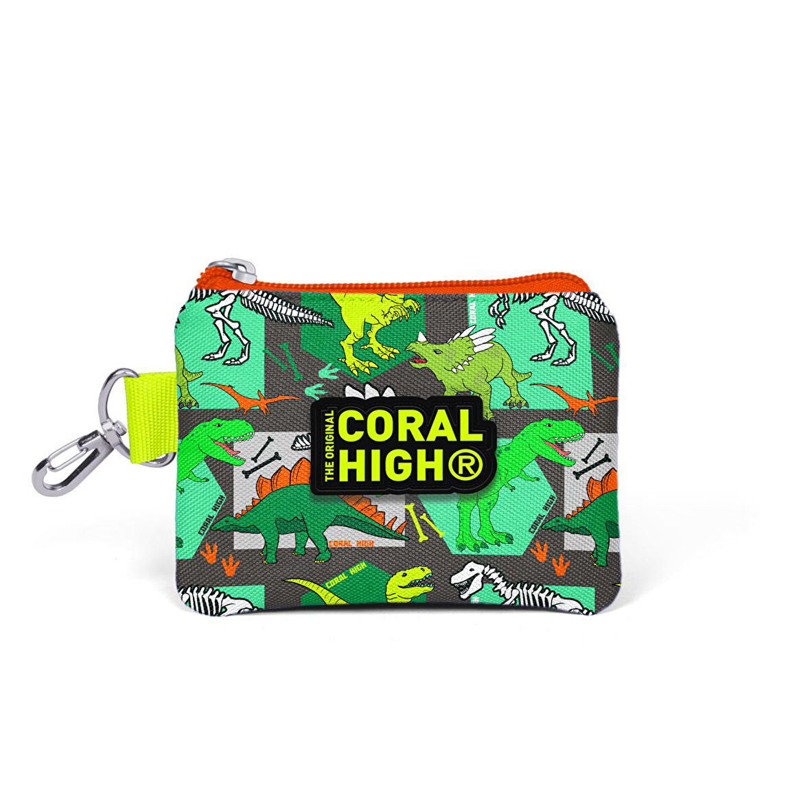 Coral High Kids Gri Yeşil Dinozor Desenli Bozuk Para Çantası 21864