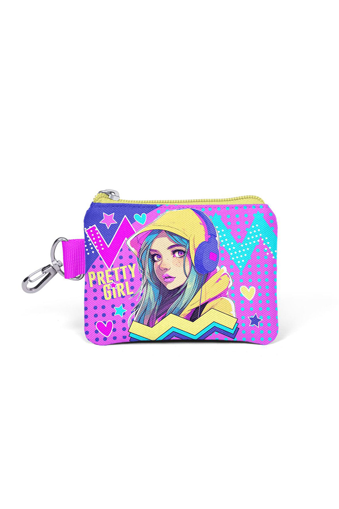 Coral High Kids Lavanta Turkuaz Kulaklıklı Kız Desenli Bozuk Para Çantası 21920