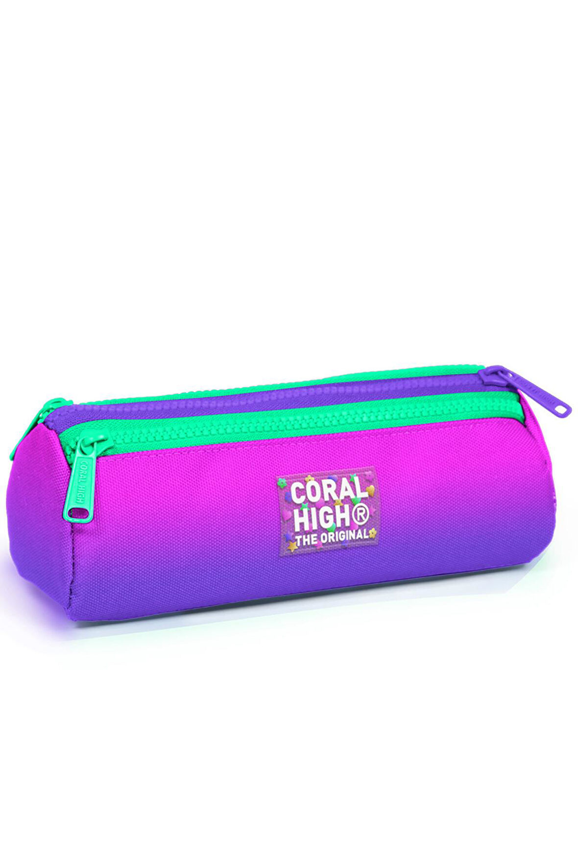 Coral High Kids Pembe Mor Renk Geçişli Üç Bölmeli Kalem Çantası 22062