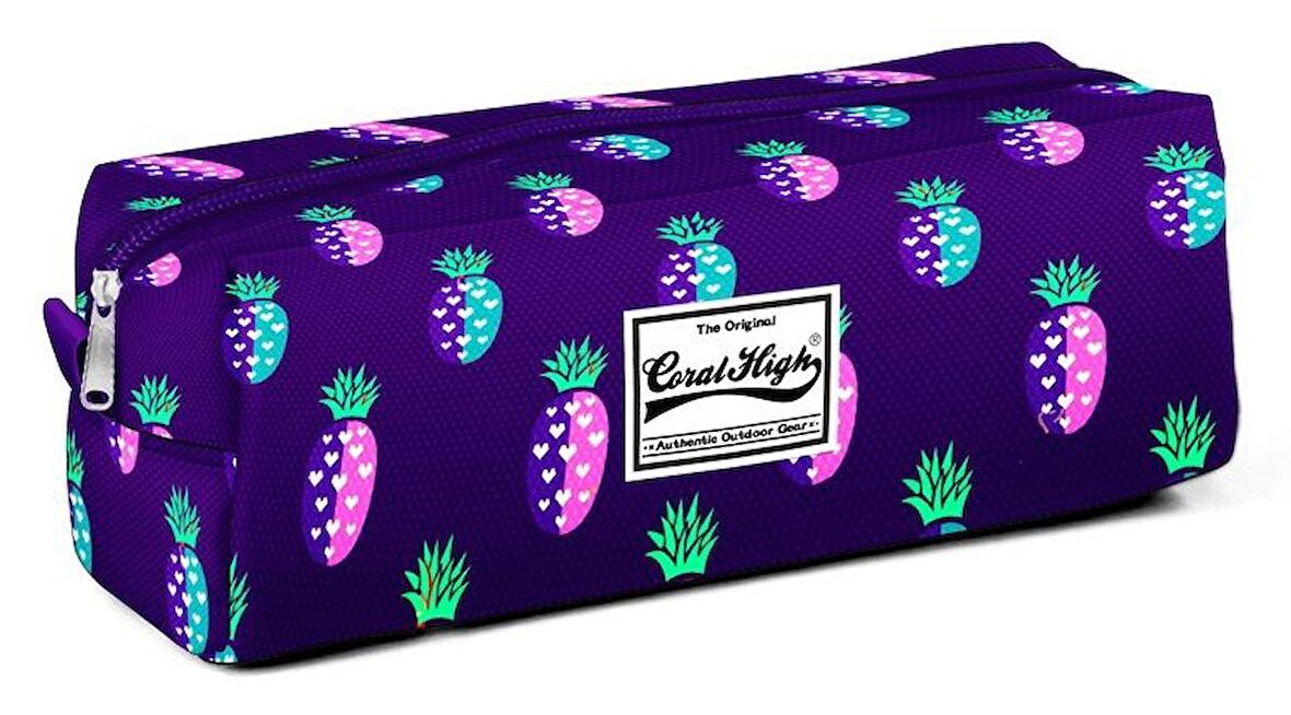 Coral High Tek Gözlü Mor Ananas Desenli Kalem Çantası - Kız