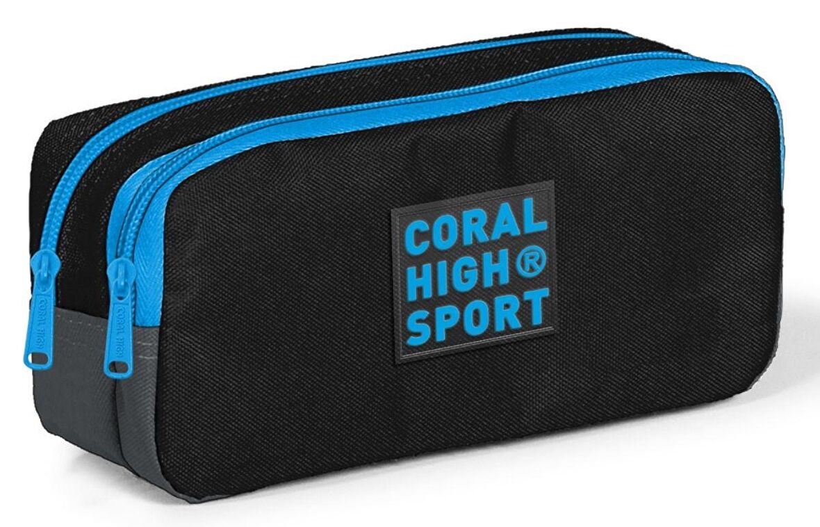 Coral High Sport İki Gözlü Siyah Gri Mavi Kalem Çantası