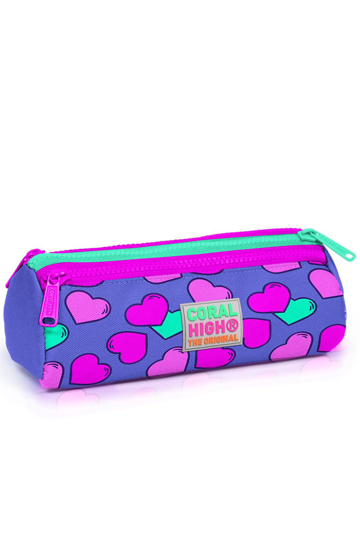 Coral High Kids Lavanta Kalp Desenli Üç Bölmeli Kalem Çantası 22303
