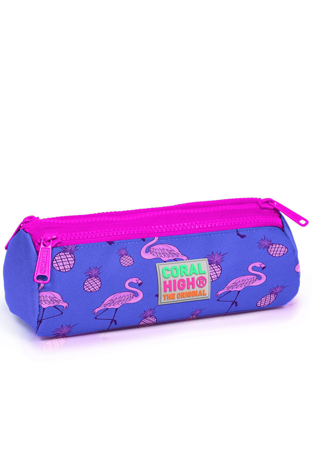 Coral High Kids Lavanta Pembe Flamingo Desenli Üç Bölmeli Kalem Çantası 22316