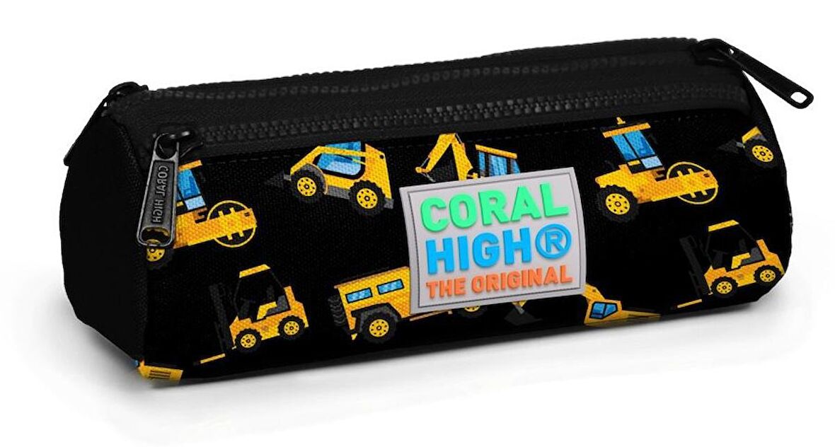 Coral High Kids İş Makineleri Üç Bölmeli Kalem Çantası - Erkek