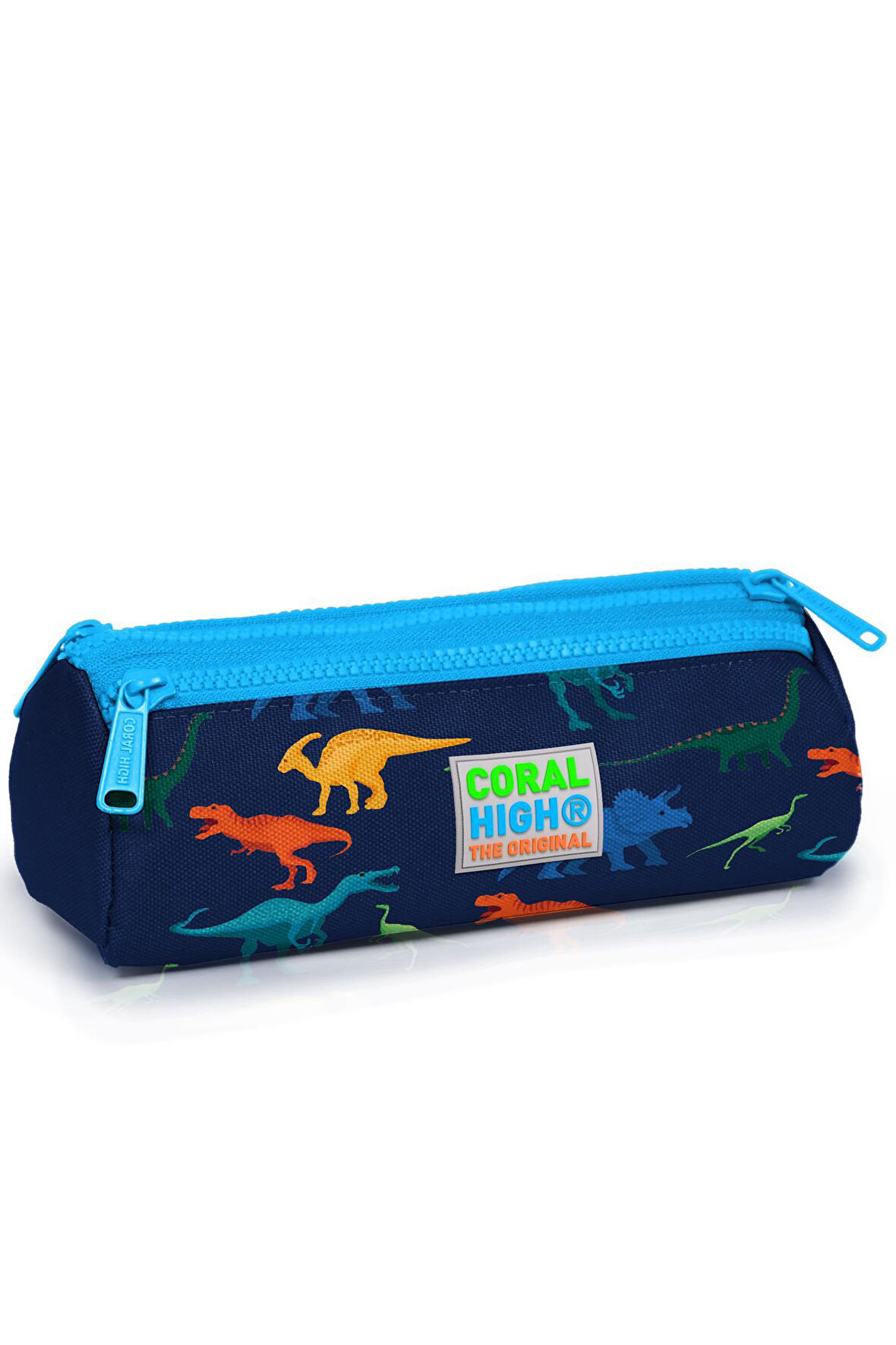 Coral High Kids Lacivert Mavi Dinazor Desenli Üç Bölmeli Kalem Çantası 22329