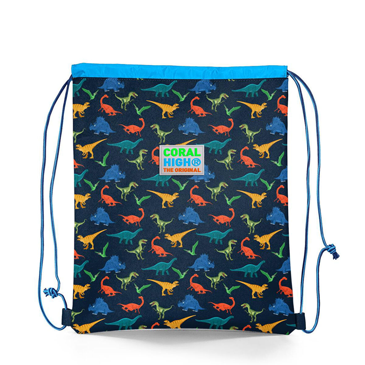 Coral High Kids Lacivert Mavi Dinozor Desenli İpli Büzgülü Sırt Çantası 22452