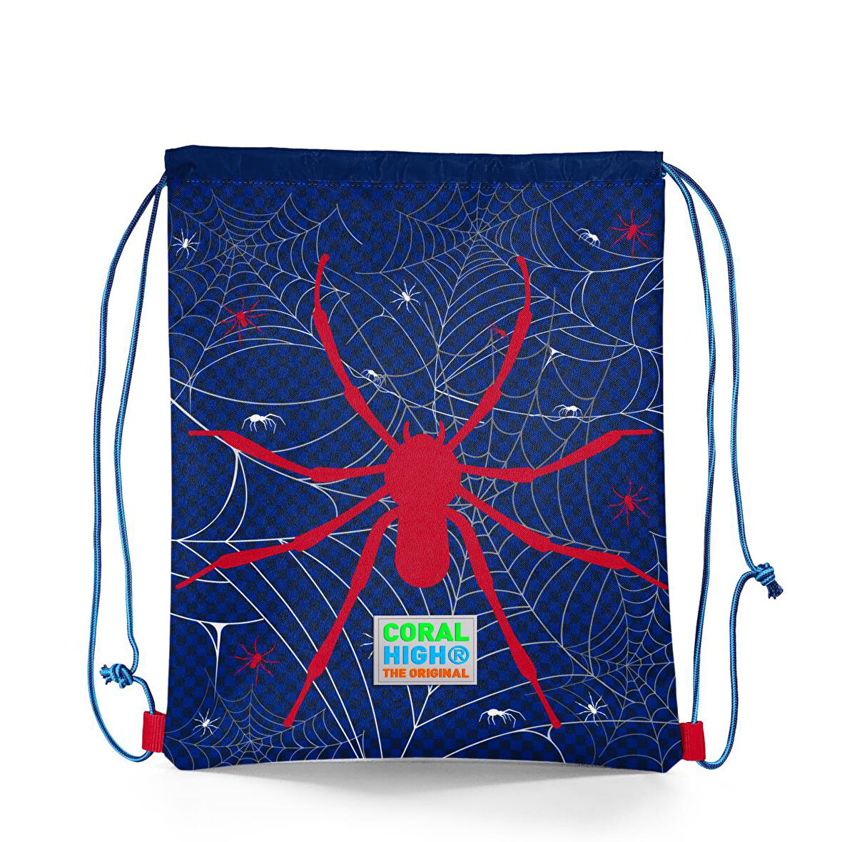 Coral High Kids Lacivert Kırmızı Örümcek Desenli İpli Büzgülü Sırt Çantası 22470