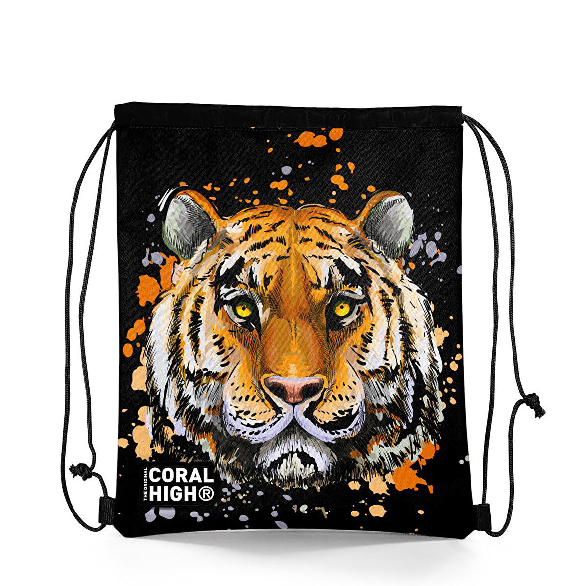 Coral High Kids Siyah Kaplan Desenli İpli Büzgülü Sırt Çantası 22487