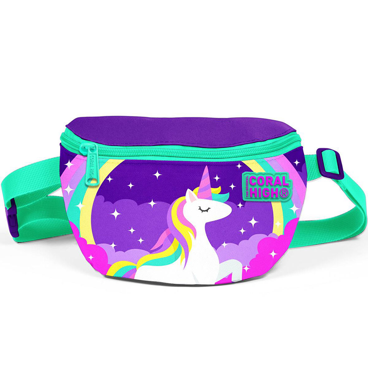 Coral High Kids Mor Su Yeşili Unicorn Desenli Bel Çantası 22491