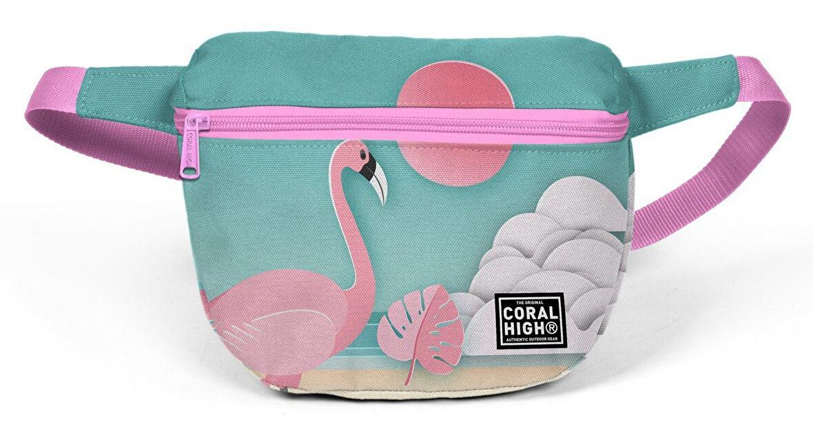 Coral High Yeşil Flamingo Çocuk Günlük Bel Çantası - Kız Çocuk